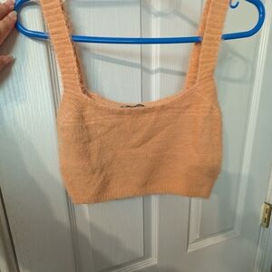 SHEIN Peach Fuzzy Knit Crop Tank